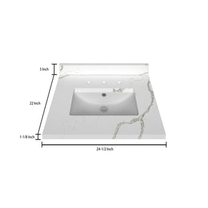 Stock Top 3 CM Calacatta White Quartz 24.5 In W x 22 In D Bathroom Vanities Outlet