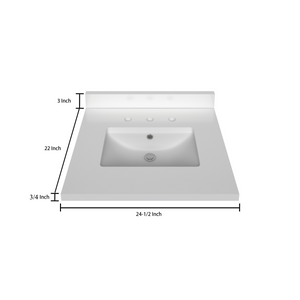 Stock Top 2 CM Pure White 24.5 In W x 22 In D Bathroom Vanities Outlet