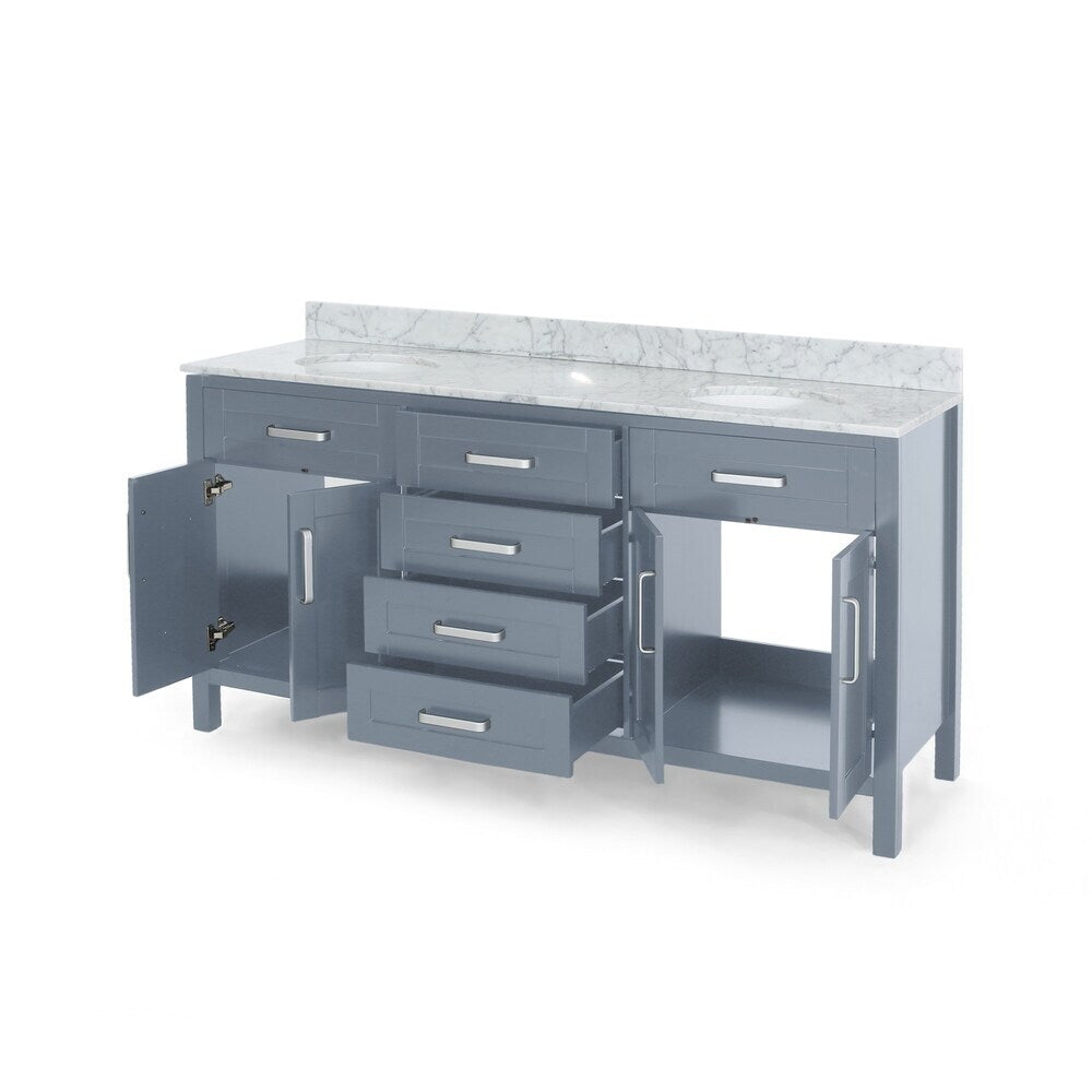 Greeley 72" Double Vanity in Gray with Quartz Top