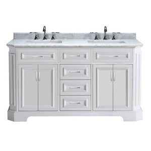 60" Bristol Double Vanity in White with Marble Top Home Decorators Collection
