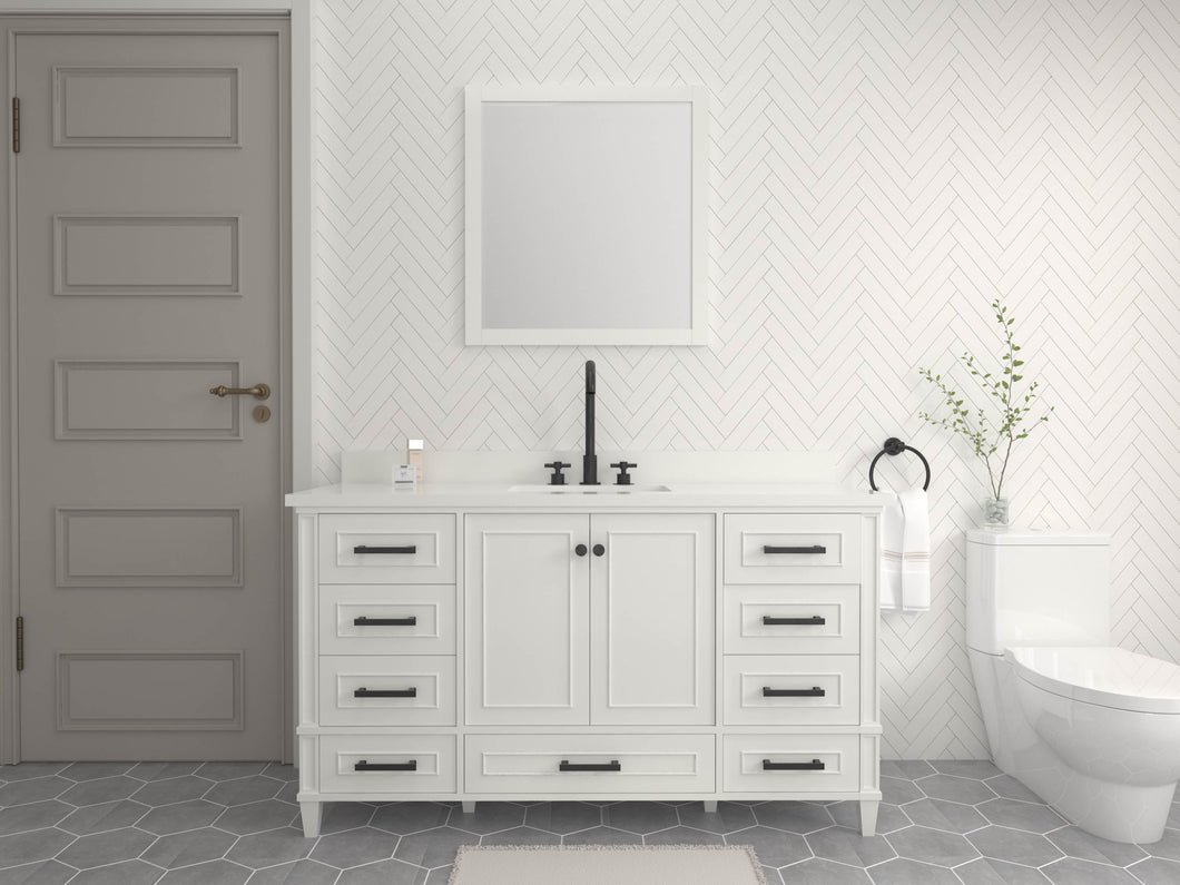 Windsor 60 Single in All Wood Vanity in Bright White - Cabinet Only