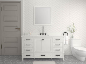 Windsor 59.5 Single in All Wood Vanity in Bright White - Cabinet Only ER VANITIES