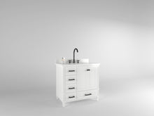 Load image into Gallery viewer, Windsor 35.5 Left Drawers in All Wood Vanity in Bright White - Cabinet Only ER VANITIES