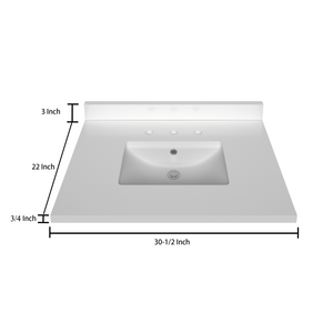 Stock Top 2 CM Pure White 30.5 In W x 22 In D Bathroom Vanities Outlet