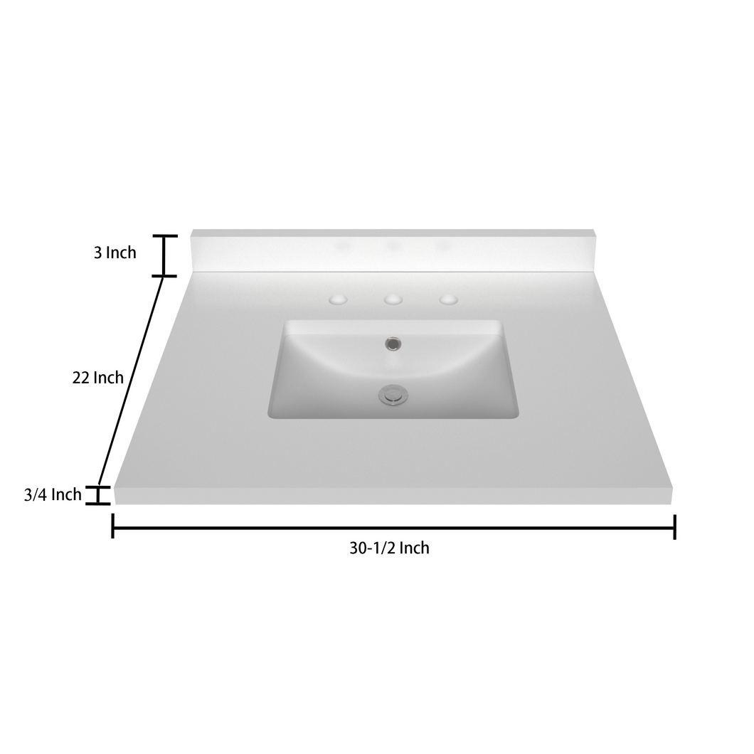 Stock Top 2 CM Pure White 30.5 In W x 22 In D Bathroom Vanities Outlet