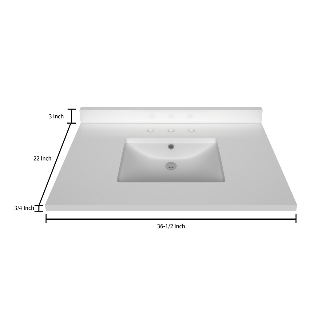 Stock Top 2 CM Pure White 36.5 In W x 22 In D Bathroom Vanities Outlet
