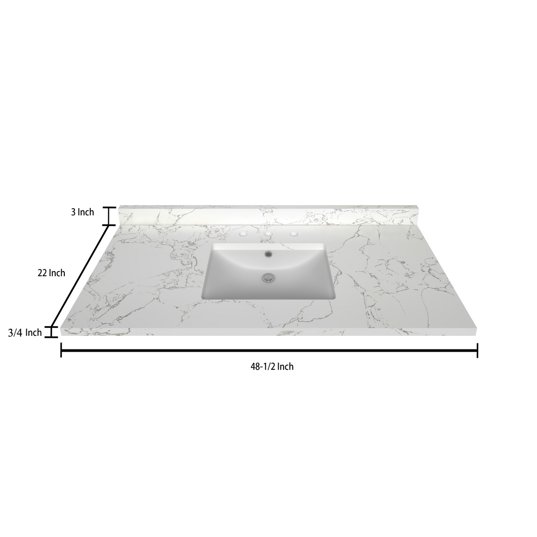 Stock Top 2 CM Carrara White 48.5 In W x 22 In D Bathroom Vanities Outlet