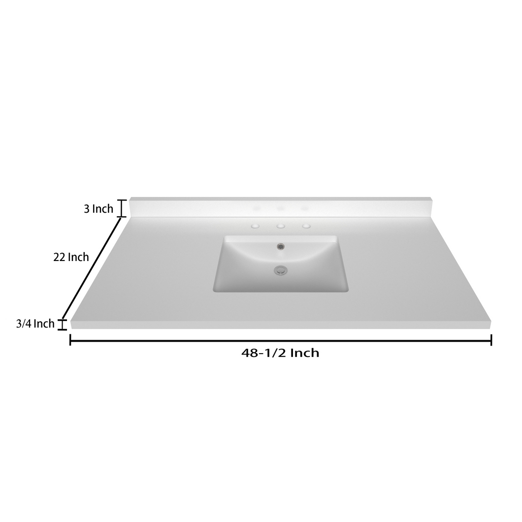 Stock Top 2 CM Pure White 48.5 In W x 22 In D Bathroom Vanities Outlet