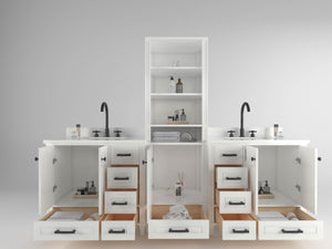 Windsor 96 inch All Wood Vanity in White - Cabinet Only ER VANITIES