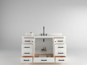 Windsor 59.5 Single in All Wood Vanity in Bright White - Cabinet Only ER VANITIES