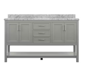 Everett 60" Double Vanity in Grey with Quartz Top Home Decorators Collection