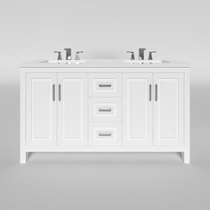 Kennesaw 59.5 inch Double Bathroom Vanity in White- Cabinet Only Atlanta Vanity & Bathworks