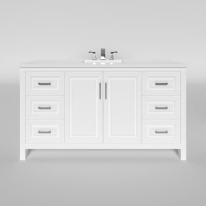 Kennesaw 59.5 inch Single Bathroom Vanity in White- Cabinet Only Atlanta Vanity & Bathworks