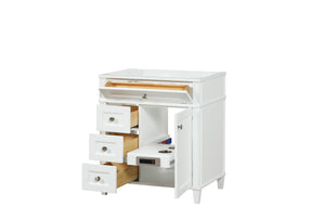 Kensington 29.5 Left Drawers in All Wood Vanity in Bright White - Cabinet Only ER VANITIES
