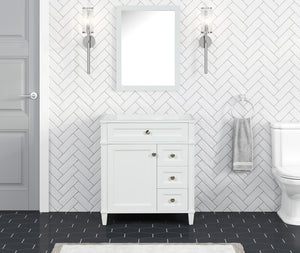 Kensington 29.5 Right Drawers in All Wood Vanity in Bright White - Cabinet Only ER VANITIES