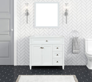 Kensington 35.5 Right Drawers in All Wood Vanity in Bright White - Cabinet Only ER VANITIES