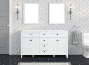 Kensington 59.5 Double in All Wood Vanity in Bright White - Cabinet Only ER VANITIES