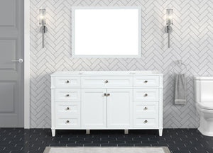 Kensington 59.5 Single in All Wood Vanity in Bright White - Cabinet Only ER VANITIES