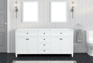 Kensington 71.5 in All Wood Vanity in White - Cabinet Only ER VANITIES