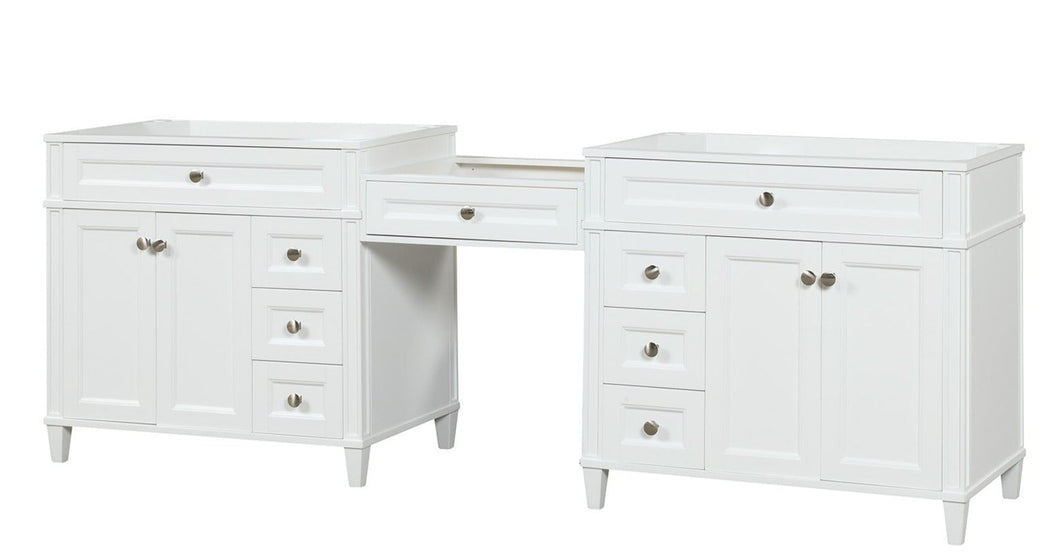 Kensington 96 inch All Wood Vanity in White - Cabinet Only ER VANITIES