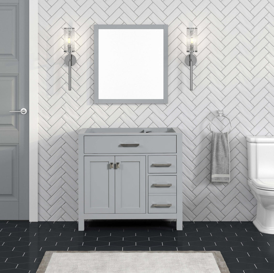 London 35.5 Inch- Single Bathroom Vanity in Metal Gray ER VANITIES