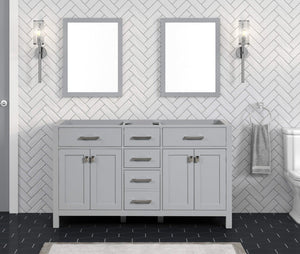 London 59.5 Inch- Double Bathroom Vanity in Metal Gray ER VANITIES
