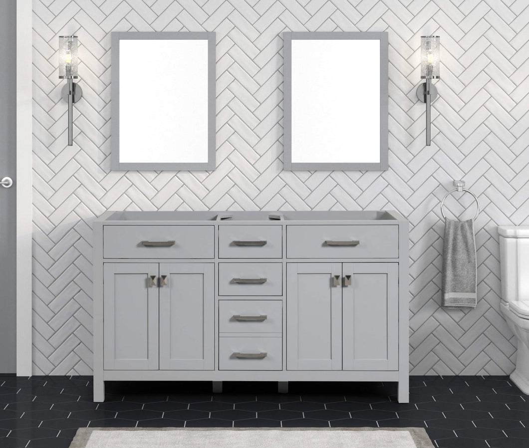 London 59.5 Inch- Double Bathroom Vanity in Metal Gray ER VANITIES