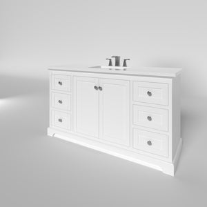 Marietta 59.5 inch Single Bathroom Vanity in White- Cabinet Only Atlanta Vanity & Bathworks