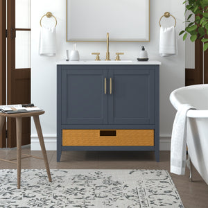 Nearmé New York 35.5 Inch Bathroom Vanity in Blue- Cabinet Only Nearmé