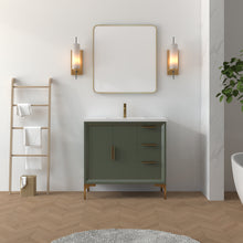 Load image into Gallery viewer, Oxford 35.5 Inch Bathroom Vanity in Sage Green ER VANITIES
