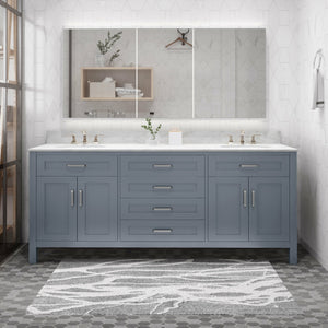Greeley 72" Double Vanity in Gray with Quartz Top Noble House