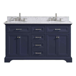 Windlowe 60" Vanity in Navy Blue with Quartz Top Home Decorators Collection