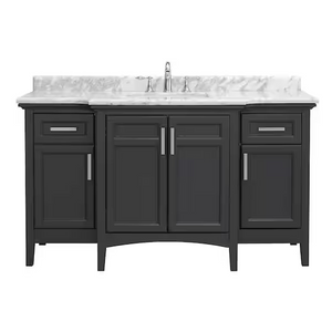 Sassy 60" Single Vanity in Dark Charcoal with Marble Top Home Decorators Collection
