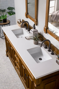Bathroom Vanities Outlet Atlanta Renovate for LessBrookfield 72" Double Vanity, Country Oak w/ 3 CM Classic White Quartz Top