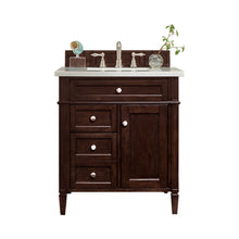 Load image into Gallery viewer, Brittany 30&quot; Single Vanity, Burnished Mahogany, w/ 3 CM Classic White Quartz Top James Martin