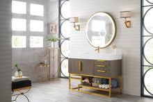 Load image into Gallery viewer, Columbia 48&quot; Single Vanity, Ash Gray, Radiant Gold w/ Glossy White Composite Top James Martin Vanities