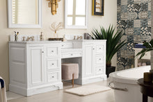 Load image into Gallery viewer, De Soto 82&quot; Double Vanity Set, Bright White w/ Makeup Table, 3 CM Arctic Fall Solid Surface Top James Martin Vanities