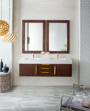 Load image into Gallery viewer, Mercer Island 59&quot; Double Vanity, Coffee Oak, Radiant Gold w/ Glossy White Composite Top James Martin Vanities