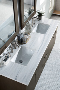 Bathroom Vanities Outlet Atlanta Renovate for LessMetropolitan 72" Silver Oak Double Vanity w/ 3 CM Arctic Fall Solid Surface Top