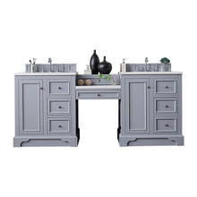 Load image into Gallery viewer, De Soto 82&quot; Double Vanity Set, Silver Gray w/ Makeup Table, 3 CM Arctic Fall Solid Surface Top James Martin Vanities