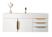Load image into Gallery viewer, Mercer Island 48&quot; Single Vanity, Glossy White, Radiant Gold w/ Glossy White Composite Top James Martin Vanities