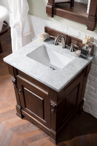 Bathroom Vanities Outlet Atlanta Renovate for LessBrookfield 26" Single Vanity, Burnished Mahogany w/ 3 CM Carrara Marble Top