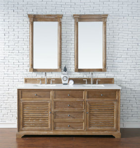 Savannah 72" Double Vanity Cabinet, Driftwood, w/ 3 CM Classic White Quartz Top James Martin Vanities