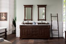 Load image into Gallery viewer, Brookfield 72&quot; Double Vanity, Burnished Mahogany w/ 3 CM Carrara Marble Top James Martin Vanities