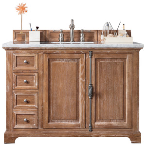 Providence 48" Driftwood Single Vanity w/ 3 CM Arctic Fall Solid Surface Top James Martin Vanities