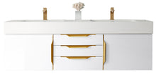 Load image into Gallery viewer, Mercer Island 59&quot; Double Vanity, Glossy White, Radiant Gold w/ Glossy White Composite Top James Martin Vanities