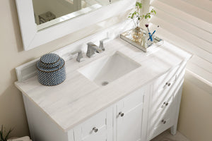 Bathroom Vanities Outlet Atlanta Renovate for LessPalisades 48" Single Vanity, Bright  White w/ 3 CM Arctic Fall Solid Surface Top