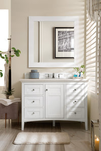 Palisades 48" Single Vanity, Bright  White w/ 3 CM Arctic Fall Solid Surface Top James Martin Vanities