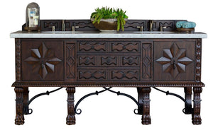 Balmoral 72" Antique Walnut Double Vanity w/ 3 CM Arctic Fall Solid Surface Top James Martin Vanities