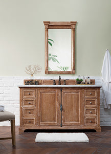 Providence 60" Driftwood Single Vanity w/ 3 CM Arctic Fall Solid Surface Top James Martin Vanities